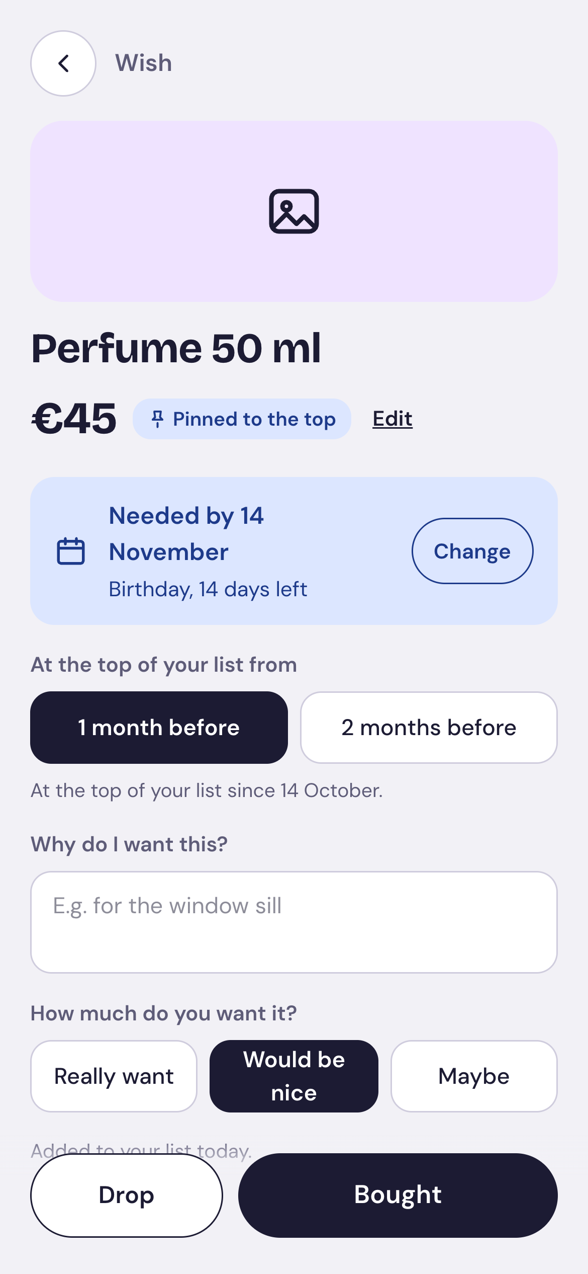 Setting a deadline on a wish.
